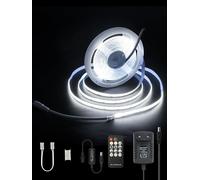 ALITOVE Striscia LED COB da 5 m, 12 V, luce bianca fredda, 6000 K, dimmerabile, autoadesiva, con telecomando, 1600 LED, IP20, per camere, cucina, TV, retroilluminazione, camper, illuminazione fai da