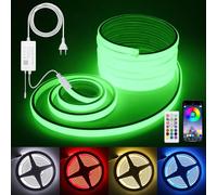 ALITOVE Striscia LED COB RGB da 3 m, 230 V, collegamento diretto 420 LED/M, telecomando IR e app, sincronizzazione musicale e calendario, dimmerabile, per esterni, impermeabile, per casa, feste