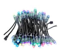 ALITOVE WS2811 LED indirizzabile Pixel Light 50pcs 5V 12MM Digital Dream Colore Diffuso RGB LED Pixel Modulo Rotondo Filo Nero IP68 Impermeabile per Billboard Casa Halloween Decorazione di Natale