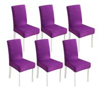 Aliuciku Set di 4 Coprisedia, Protezioni per Sedie da Pranzo Elasticizzate Lavabili per Ristoranti Hotel e Matrimoni(Purple,6PCS)