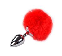 Alive Metal Anal Fluffly Plug M Red