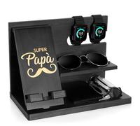 AliveByte Docking Station in Legno per Smartphone Uomo - Organizer da Notte con Supporto per Portafoglio e Orologio - Idea Regalo per Papà, Compleanno, Anniversario e Feste del Papà