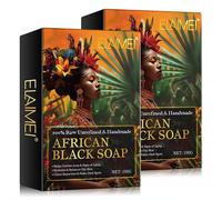 Aliver Sapone nero africano naturale per la cura della pelle 2x100 g S