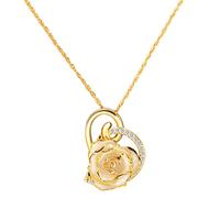 AliveRose Collana con ciondolo a forma di rosa immersa in oro rosa 24 carati, regalo per la festa della mamma, anniversari, compleanni, Natale, occasioni speciali, regali per sua mamma e moglie