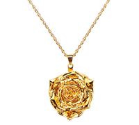 AliveRose Collana con ciondolo a forma di rosa immersa in oro rosa 24 carati, regalo per la festa della mamma, anniversari, compleanni, Natale, occasioni speciali, regali per sua mamma e moglie