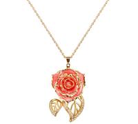 AliveRose Collana in vero oro rosa, regalo per donne e ragazze, collana con ciondolo a forma di rosa in oro 24 carati, gioielli per festa della mamma, anniversari, compleanni, Natale, occasioni