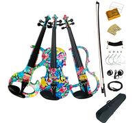 Aliyes legno elettrico completo per violino 4/4 Advanced intermedio elettrico silenzioso violino (Bright leaves & Flowers) (alkit-010), ALDSG-1002