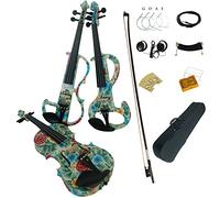Aliyes legno elettrico completo per violino 4/4 Advanced intermedio elettrico silenzioso violino (fiori e foglie verdi) (alkit-009), ALDSG-1102