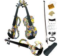 Aliyes legno elettrico completo per violino 4/4 Advanced intermedio elettrico silenzioso violino (fiori colorati) (alkit-011), ALDSG-1101