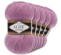 Alize 5 gomitoli di lana da 100 g, colore oro lanagold | 53 scelte | lana per lavorare a maglia (28 | rosa)