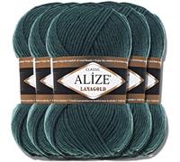 Alize 5 gomitoli di lana turca di alta qualità da 100 g, in cotone e acrilico | Yarn | Filato | Accessori per lavori a maglia per bambini a maglia e vestiti (petrolio | 426)