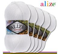 Alize 5 x 100 G Burcum Klasik Classico Lana 100% Acrilico Uncinetto Maglia 39