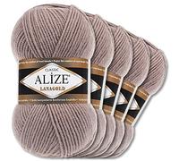 Alize 5 x 100 g Lanagold | 53 Selection | Lana per lavoro a maglia e uncinetto (584 | Latte Caffè)