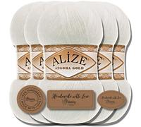 Alize Angora Gold - 5 gomitoli di lana turca di alta qualità da 100 g, cotone e acrilico, tinta unita, filato per lavorare a maglia o all’uncinetto, lana per neonati, crema (Light Cream | 62)