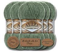 Alize Angora Gold - 5 gomitoli di lana turca di alta qualità da 100 g, lana vergine e acrilico, tinta unita, filato per lavorare a maglia o all’uncinetto, lana per neonati, marrone (Dark Almond | 180)