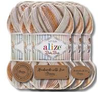 Alize Baby Best - 5 gomitoli da 100 g, filato turco adatto per bambini, tinta unita, adatto da lavorare a maglia e all'uncinetto, soffice (7541)