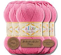 Alize Baby Best - 5 gomitoli di lana turca da 100 g, in cotone e acrilico, tinta unita, per lavorare a maglia a mano, Yarn, filato per bambini, tinta unita, sciarpe (Macaron, 157)