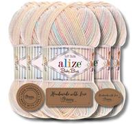 Alize Baby Best Batik - 5 gomitoli da 100 g, filato turco adatto per bambini, tinta unita, adatto da lavorare a maglia e all'uncinetto, soffice (6655)
