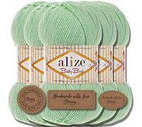Alize Baby Best Batik - 5 gomitoli da 100 g, filato turco adatto per bambini, tinta unita, adatto da lavorare a maglia e all'uncinetto, soffice (verde | 41)