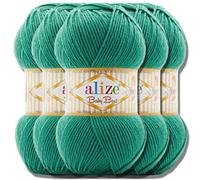 Alize Baby Best Batik - 5 gomitoli da 100 g, filato turco adatto per bambini, tinta unita, adatto da lavorare a maglia e all'uncinetto, soffice (verde pastello | 623)