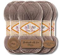 Alize Baby Best Batik - 5 gomitoli da 100 g, filato turco adatto per bambini, tinta unita, adatto da lavorare a maglia e all'uncinetto, soffice (marrone chiaro | 534)