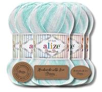 Alize Baby Best Batik - 5 gomitoli da 100 g, filato turco adatto per bambini, tinta unita, adatto da lavorare a maglia e all'uncinetto, soffice (6659)