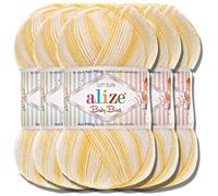 Alize Baby Best Batik - 5 gomitoli da 100 g, filato turco adatto per bambini, tinta unita, adatto da lavorare a maglia e all'uncinetto, soffice (6661)
