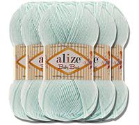 Alize Baby Best Batik - 5 gomitoli da 100 g, filato turco adatto per bambini, tinta unita, adatto da lavorare a maglia e all'uncinetto, soffice (verde acqua chiaro | 514)