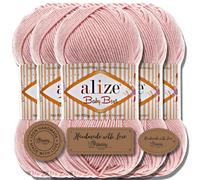 Alize Baby Best Batik - 5 gomitoli da 100 g, filato turco adatto per bambini, tinta unita, adatto da lavorare a maglia e all'uncinetto, soffice (talco | 161)