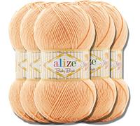 Alize Baby Best Batik - 5 gomitoli da 100 g, filato turco adatto per bambini, tinta unita, adatto da lavorare a maglia e all'uncinetto, soffice (color salmone | 81)