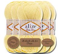 Alize Baby Best Batik 5x 100g Lana per maglieria Antipilling Lana turca per neonati Bebe Plain Filati di lana per maglieria Filati per maglieria per uncinetto Cotone Morbido (giallo chiaro | 250)