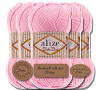 Alize Baby Best Batik 5x 100g Lana per maglieria Antipilling Lana turca per neonati Bebe Plain Filati di lana per maglieria Filati per maglieria per uncinetto Cotone Morbido (rosa chiaro, 191)