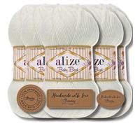 Alize Baby Best Batik 5x 100g Lana per maglieria Antipilling Lana turca per neonati Bebe Plain Filati di lana per maglieria Filati per maglieria per uncinetto Cotone Morbido (Pearl | 450)