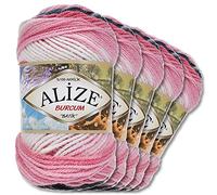 Alize “Burcum Batik” (1602) - 5 gomitoli di lana da 100 g, 100% acrilico, 29 colori sfumati, accessori per lavori a maglia