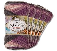 Alize “Burcum Batik” (1986) - 5 gomitoli di lana da 100 g, 100% acrilico, 29 colori sfumati, accessori per lavori a maglia