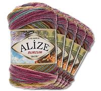 Alize “Burcum Batik” (4341) - 5 gomitoli di lana da 100 g, 100% acrilico, 29 colori sfumati, accessori per lavori a maglia