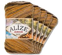 Alize “Burcum Batik” (5850) - 5 gomitoli di lana da 100 g, 100% acrilico, 29 colori sfumati, accessori per lavori a maglia