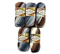 Alize Burcum Batik - Gomitolo di lana, 5 x 100 g, diversi colori con gradiente, 500 g