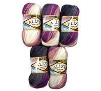 Alize Burcum Batik - Gomitolo di lana, 5 x 100 g, diversi colori con gradiente, 500 g