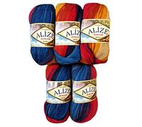 Alize Burcum Batik - Gomitolo di lana, 5 x 100 g, diversi colori con gradiente, 500 g