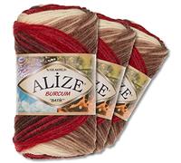 Alize Burcum Batik Premium - 3 gomitoli di lana 100% acrilico, 29 colori sfumati (4574)