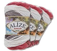 Alize Burcum Batik Premium - 3 gomitoli di lana da 100 g, 100% acrilico, 29 colori sfumati (1984)