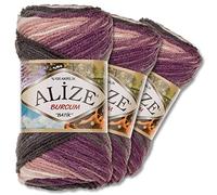 Alize Burcum Batik Premium - 3 gomitoli di lana da 100 g, 100% acrilico, 29 colori sfumati (1986)
