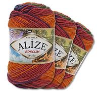 Alize Burcum Batik Premium - 3 gomitoli di lana da 100 g, 100% acrilico, 29 colori sfumati (4827)