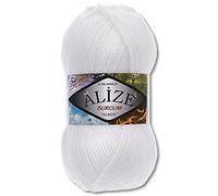 Alize Burcum - Gomitolo di lana da 100 g, colore: Bianco (55)