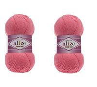 Alize Cotton Gold - Filato 55% cotone, 45% acrilico, per lavori a maglia e uncinetto, confezione da 2 matasse, 200 g, 700 m (33 rosa caramella)