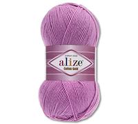 Alize Cotton Gold Premium - Filato in 59 diversi colori per lavorare a maglia e creare Amigurumi, adatto per tutto l'anno, gomitolo da 100 g (43, colore lilla)