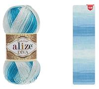 Alize Diva Batik - Filato in 100% microfibra con effetto seta per lavori a maglia a mano, filato per uncinetto e arte turca, lotto di 4 matasse da 400 g, 1400 m, colore gradiente (2130)