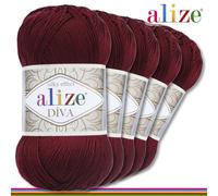 Alize Diva Lace Garn 5 x 100 g Filato Effetto Seta 350 m Acrilico 64 Colori