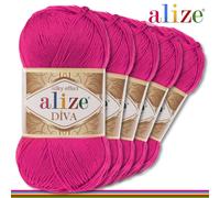 Alize Diva Lace Garn 5 x 100 g Filato Effetto Seta 350 m Acrilico 64 Colori